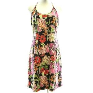Lilly Pulitzer Multicolor Halter Dress Size 2 Built In Bra Padded Floral Silk